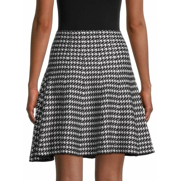 Max Studio Black & White Houndstooth Fit & Flare Mini Skirt - Picture 1 of 5